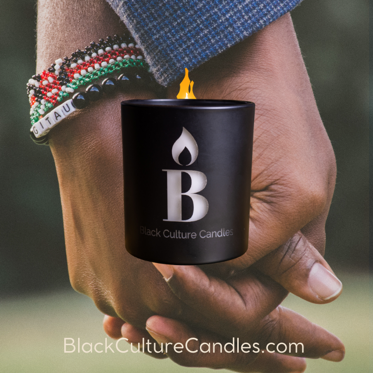 Black Love candle by Black Culture Candles, celebrating the essence of love and unity with luxury, handcrafted, non-toxic ingredients, inspired by joy, culture and connection, Akron, OH.